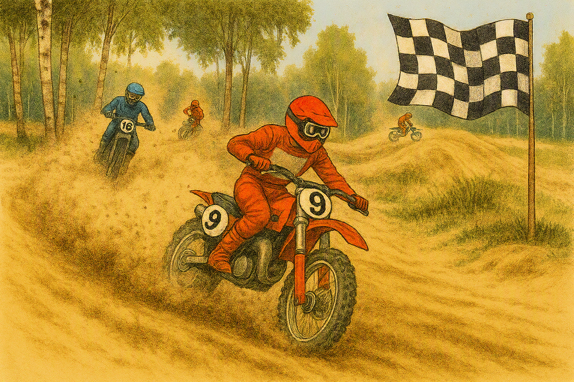 Illustrasjon av et motocrossløp