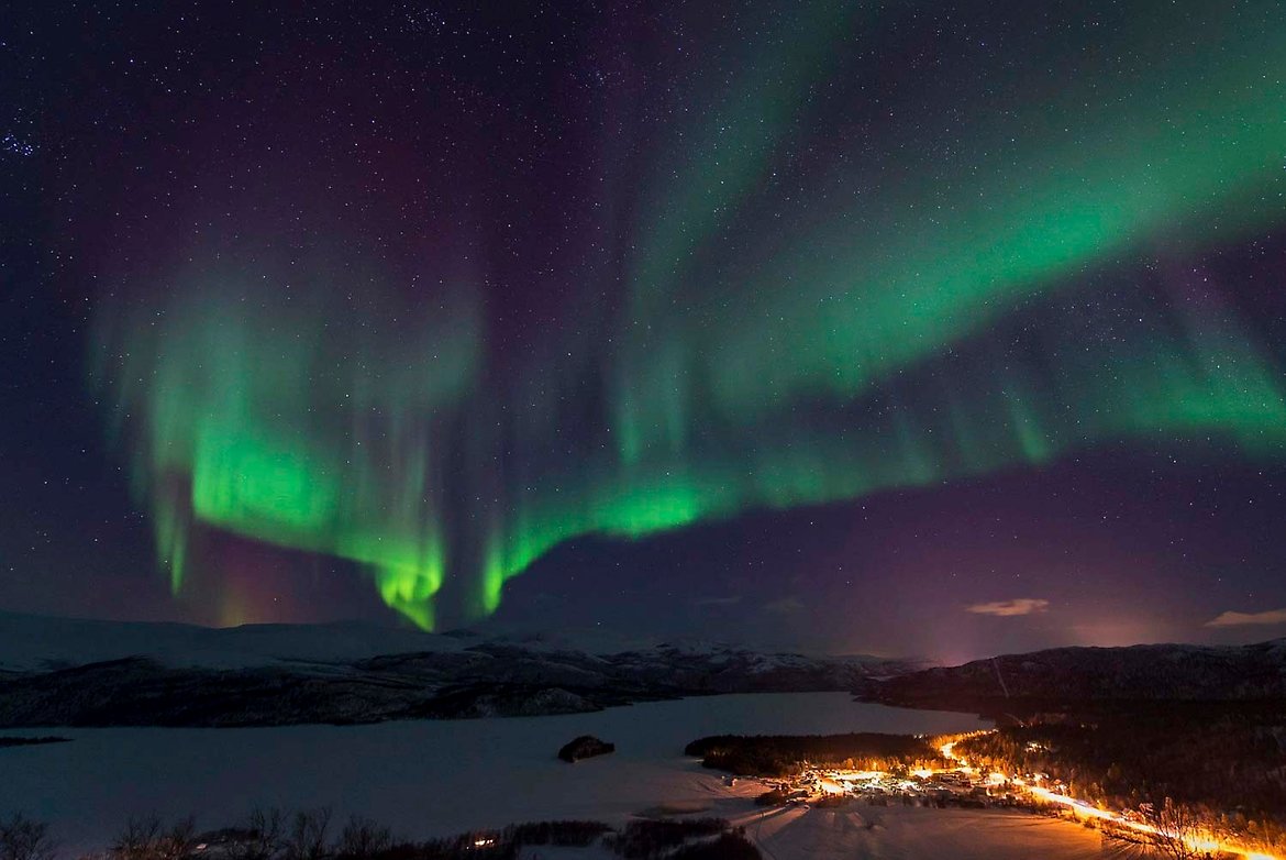Nordlys over Porsanger. Foto: Porsanger kommune/Odd-Marcus Grøtte Pedersen